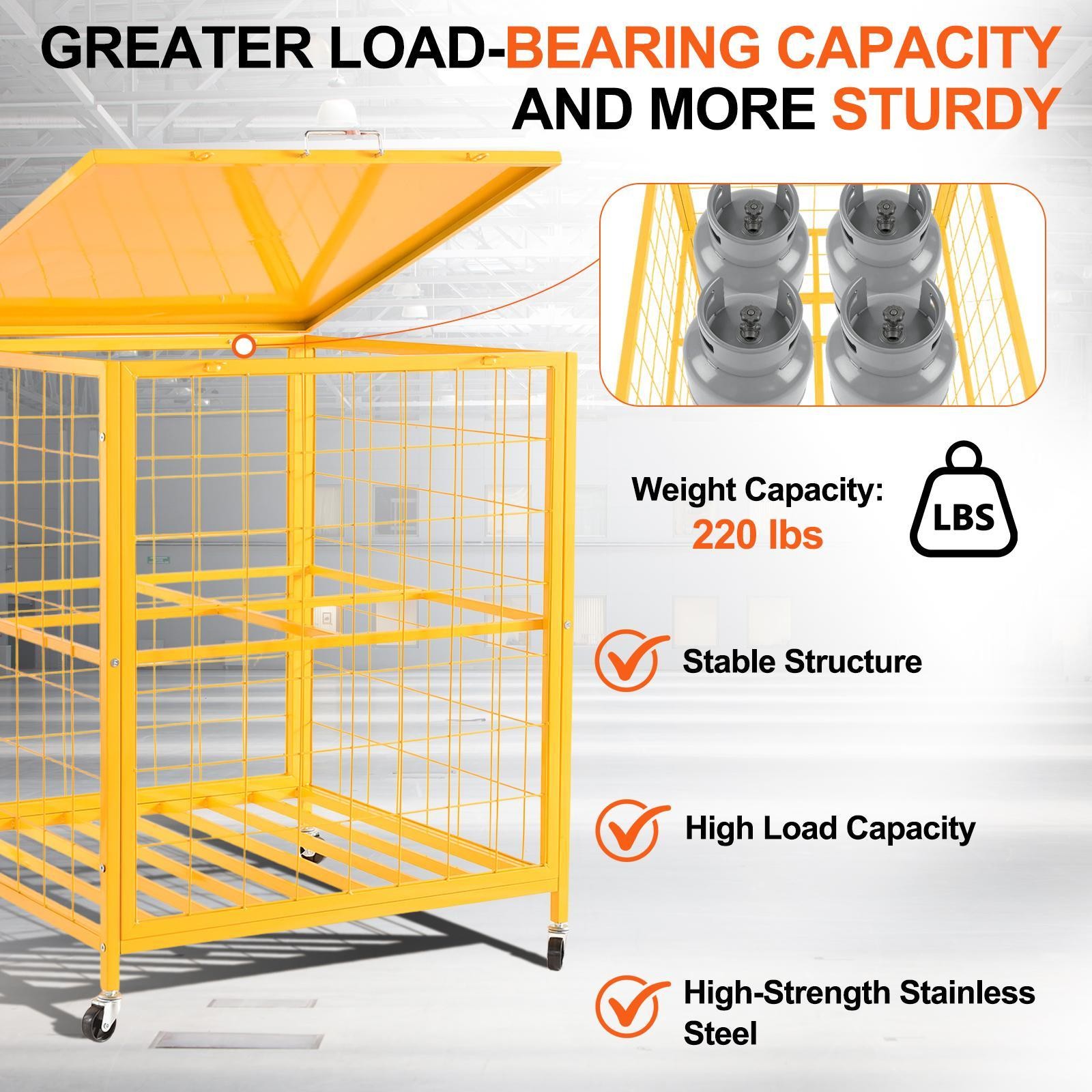 Horizontal Cylinder Storage Cabinet 4x33lb Capacity Propane Storage Cage