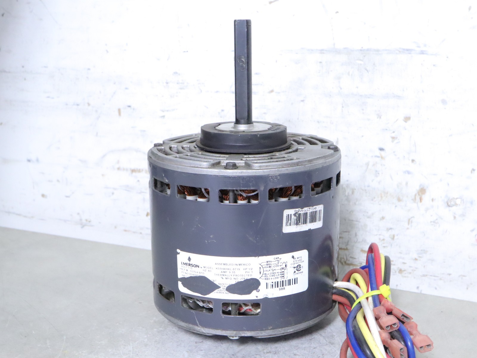EMERSON K55HXHKL-8719 Blower Motor 1/2 HP 1075 RPM 4SPD 1PH 115V 21D340988P02