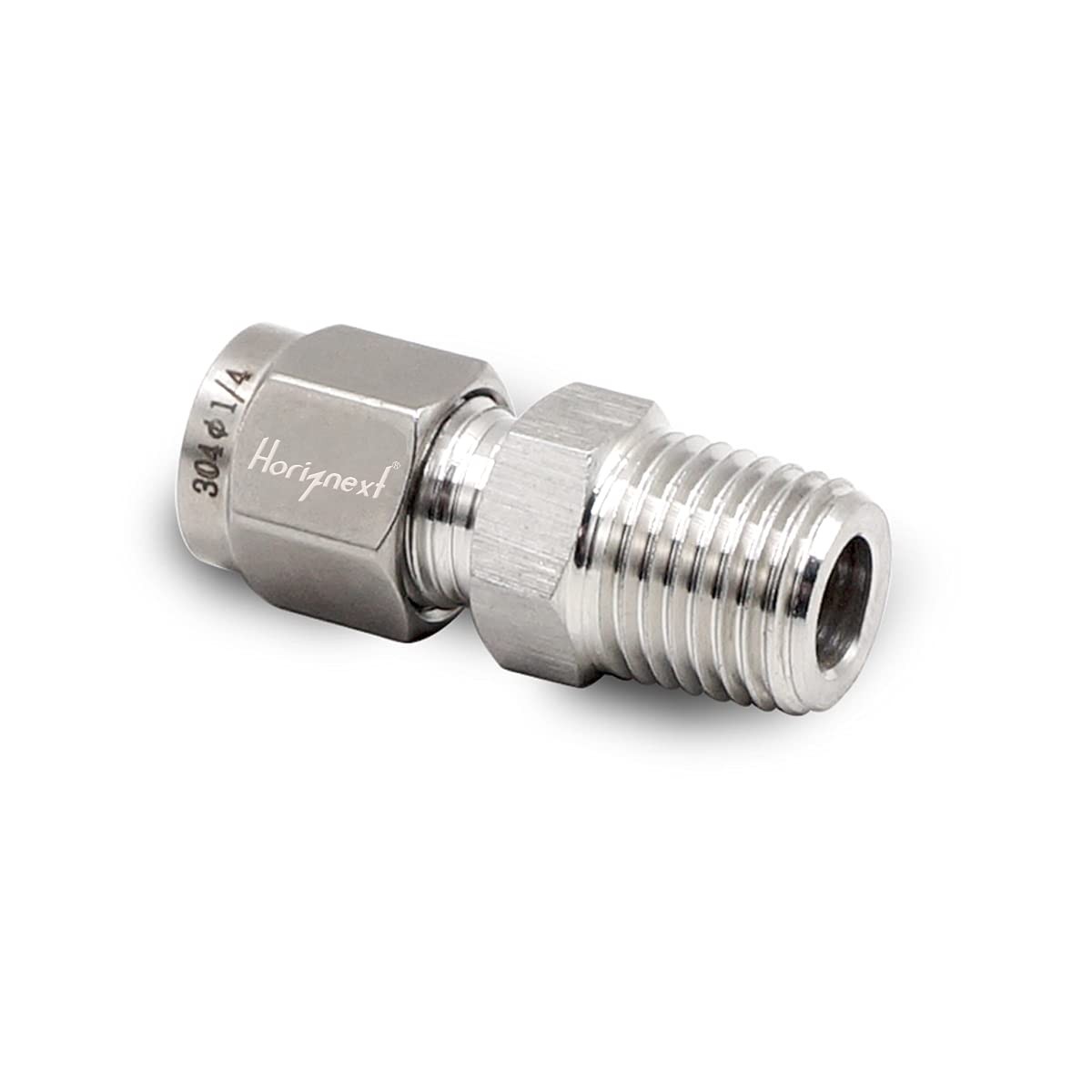 Horiznext Stainless Steel 304 Compression NPT 1/4-1/4" O.D. 1 pc, Silver