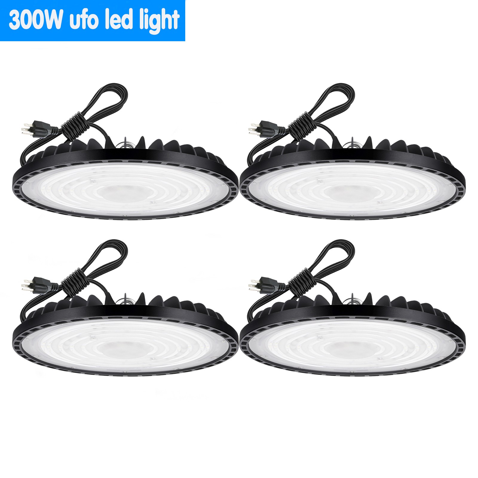 4 Pack 300W UFO Led High Bay Light Warehouse Commercial Industrial Shop Lights
