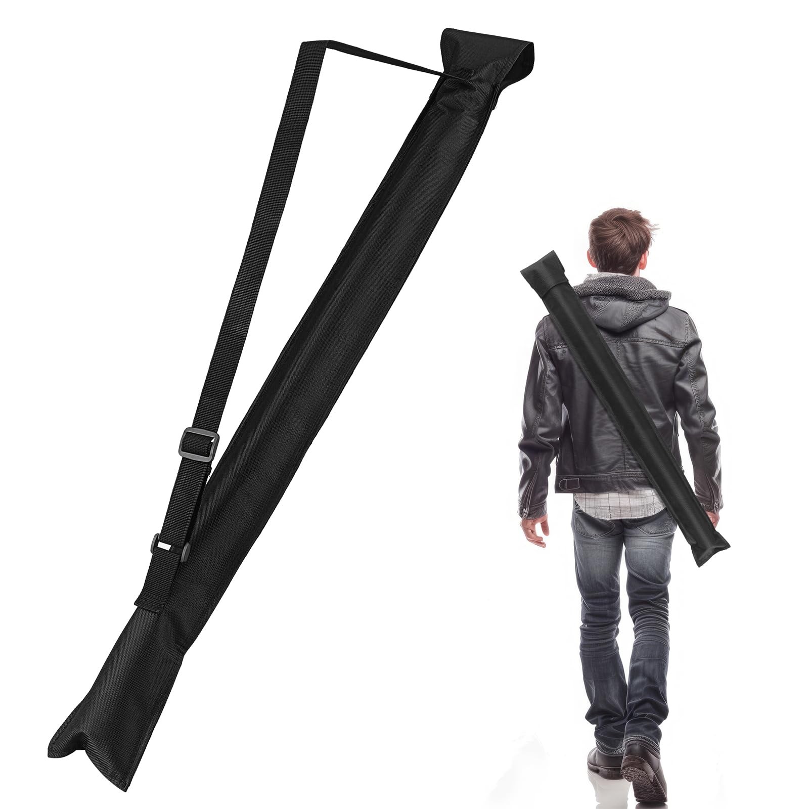 Black Pool Cue Case, Billiard Pool Cue Stick Carrying Case for 1/2 Billiard C...