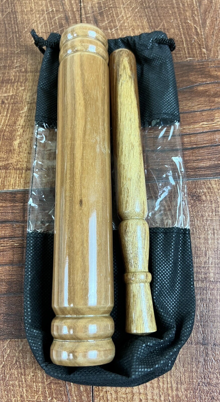 Professional Wood Mini Claves 9”. Made In Colombia. Natural Color Bag Included