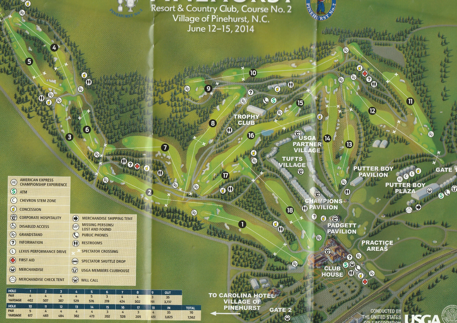 2014 US Open Golf Grouping/Start Times Program 14JUN Pinehurst NC MY20