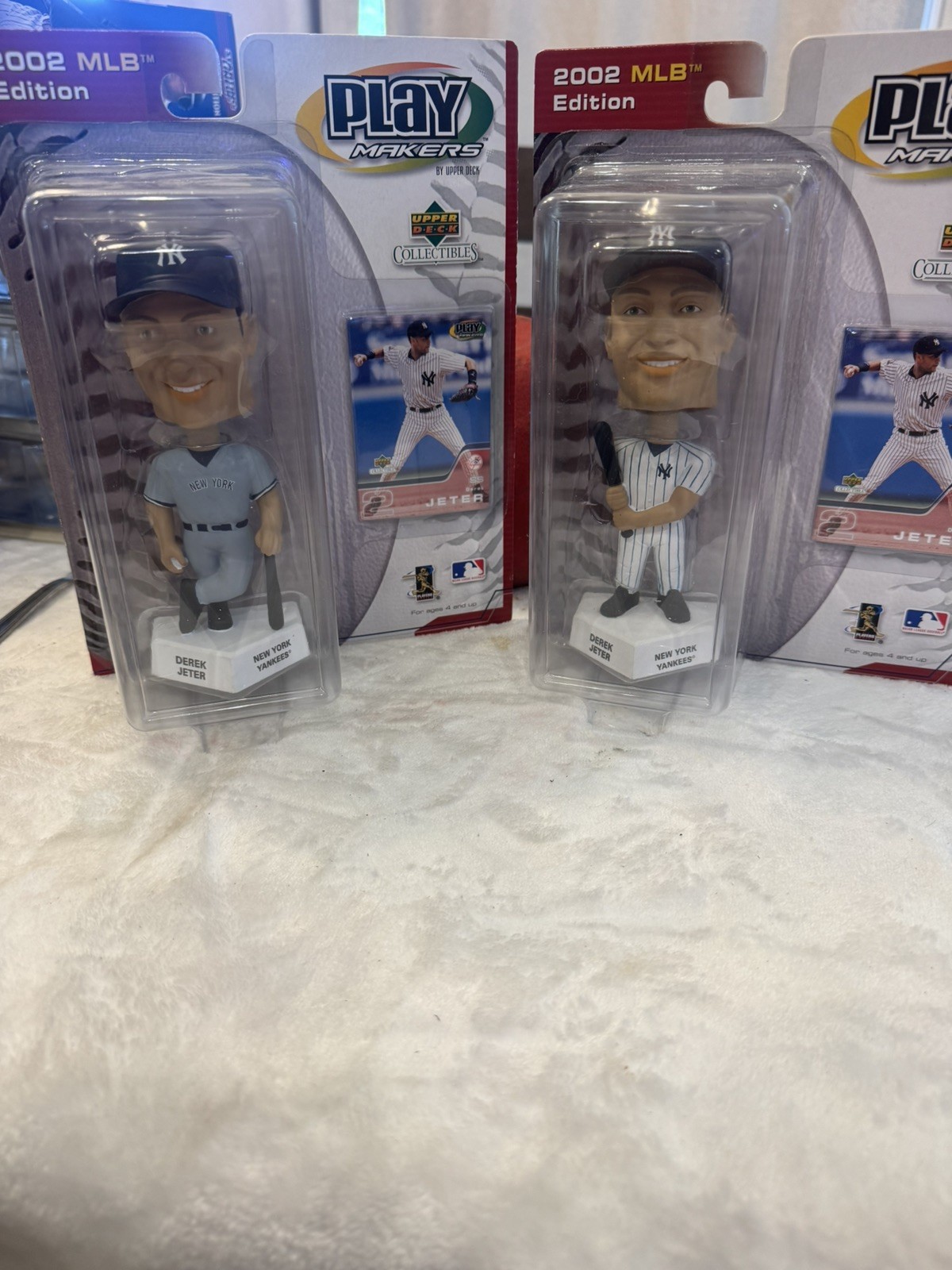 DEREK JETER Set Of 2 NY Yankees Bobblehead 2002 Upper Deck Play Makers- NEW