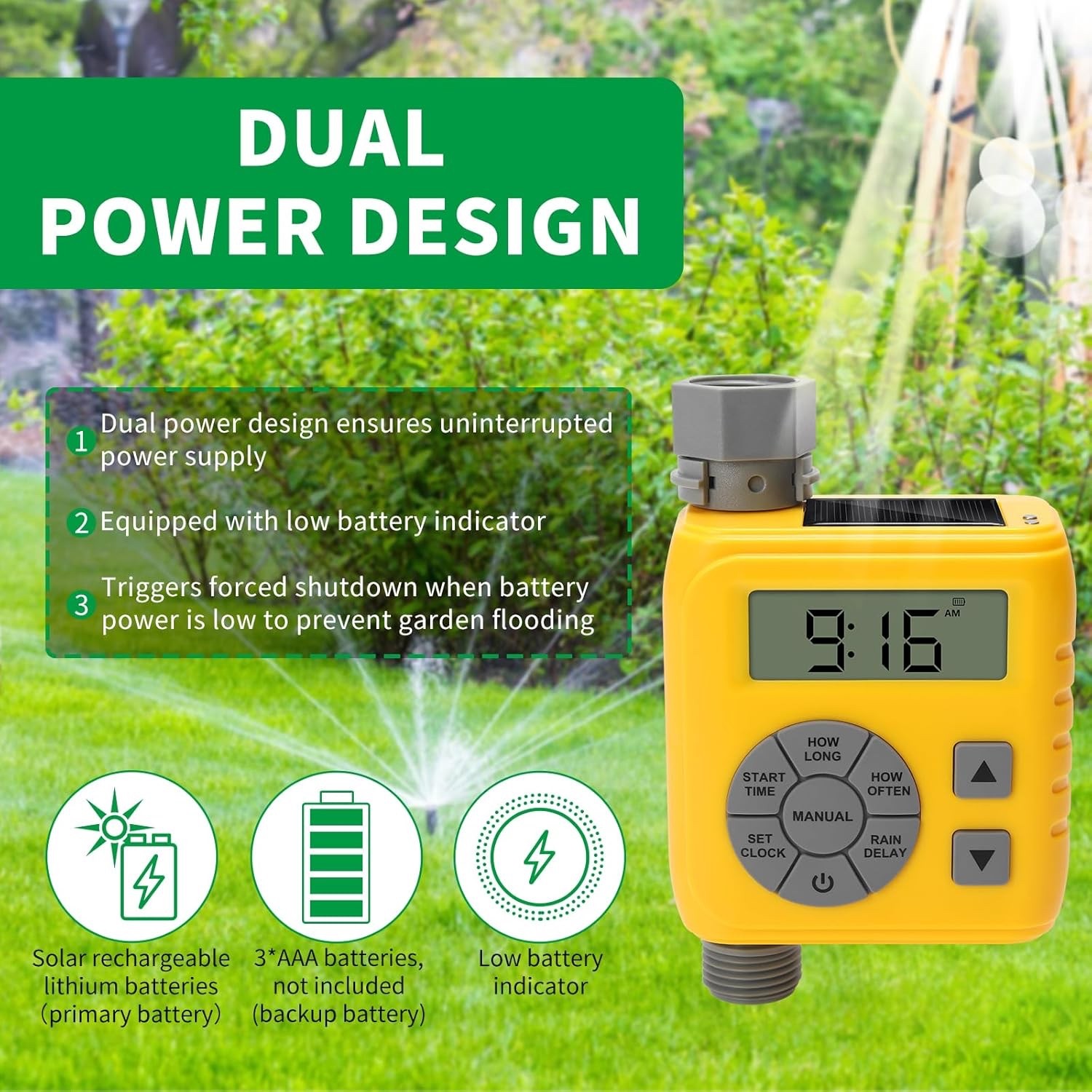 Programmable Water Timer for Outdoor Garden Hose Sprinkler Timer