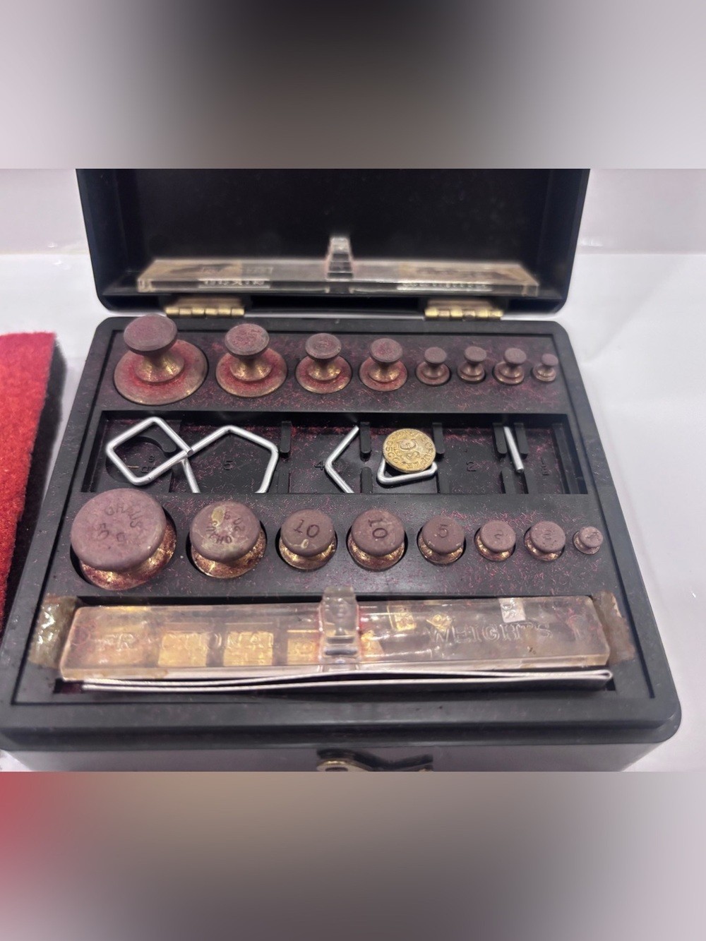 Vintage Ohaus Brass Pharmacy & Apothecary Weight Set In Original Box