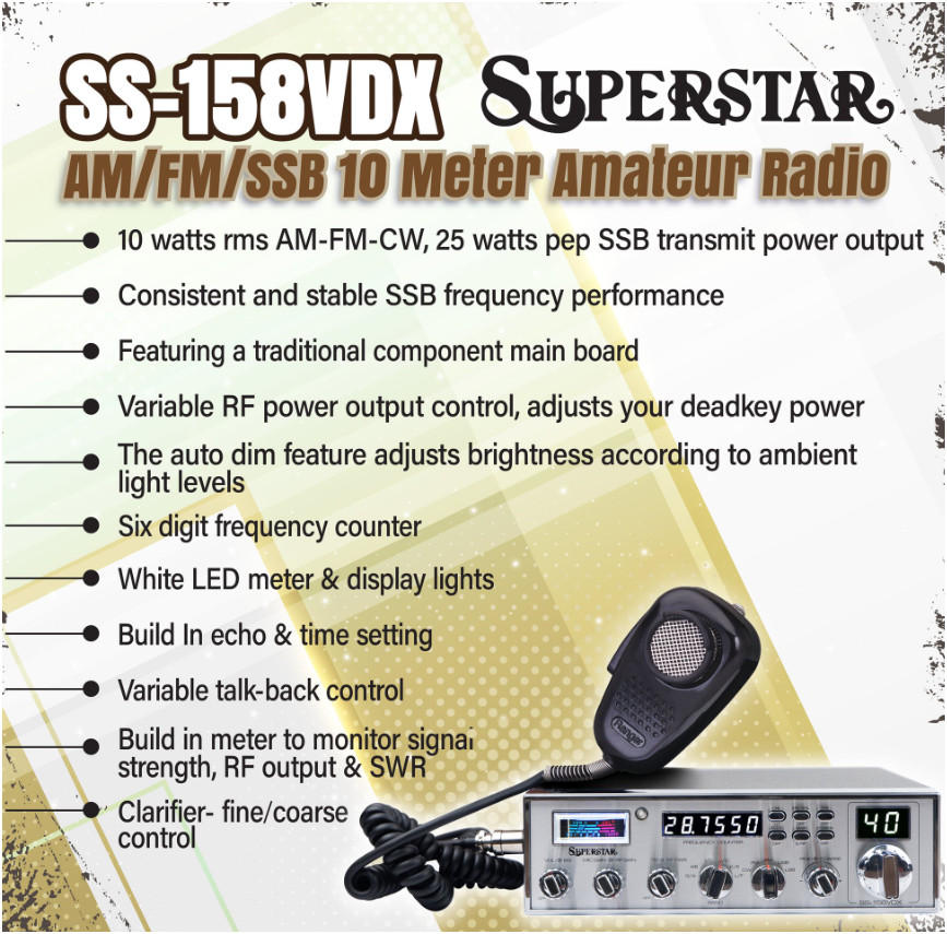 RANGER SS-158VDX Superstar AM/FM/SSB 10Meter Amateur Radio Frequency Counter NEW