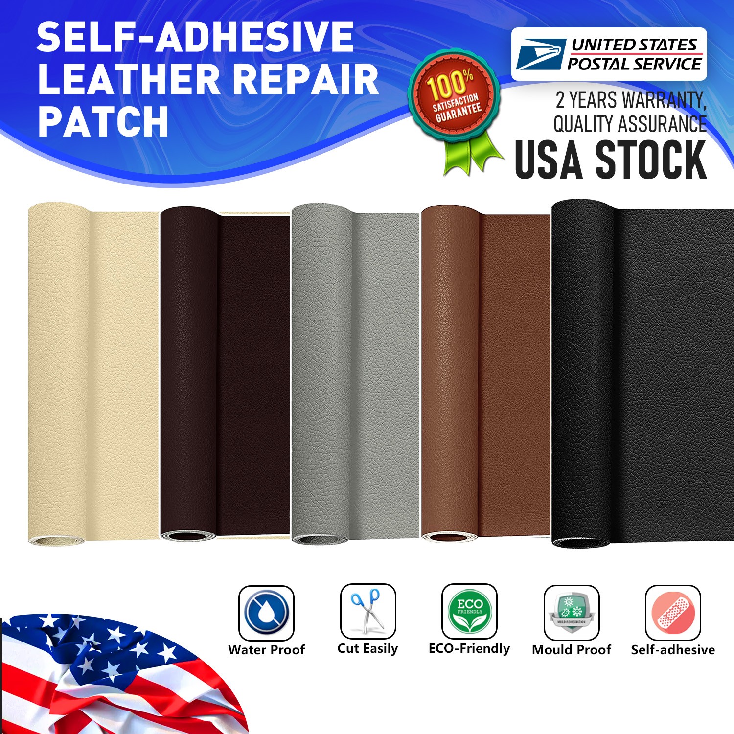 Natural-Looking Self-Stick Leather Patches Repair Furniture sofa Without Sewing