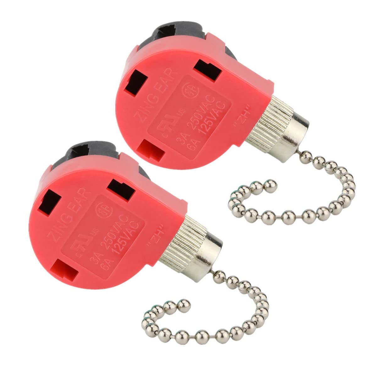 Zing Ear ZE-268S1 3 Speed 4 Wire Ceiling Fan Switch Nickel 2Pack