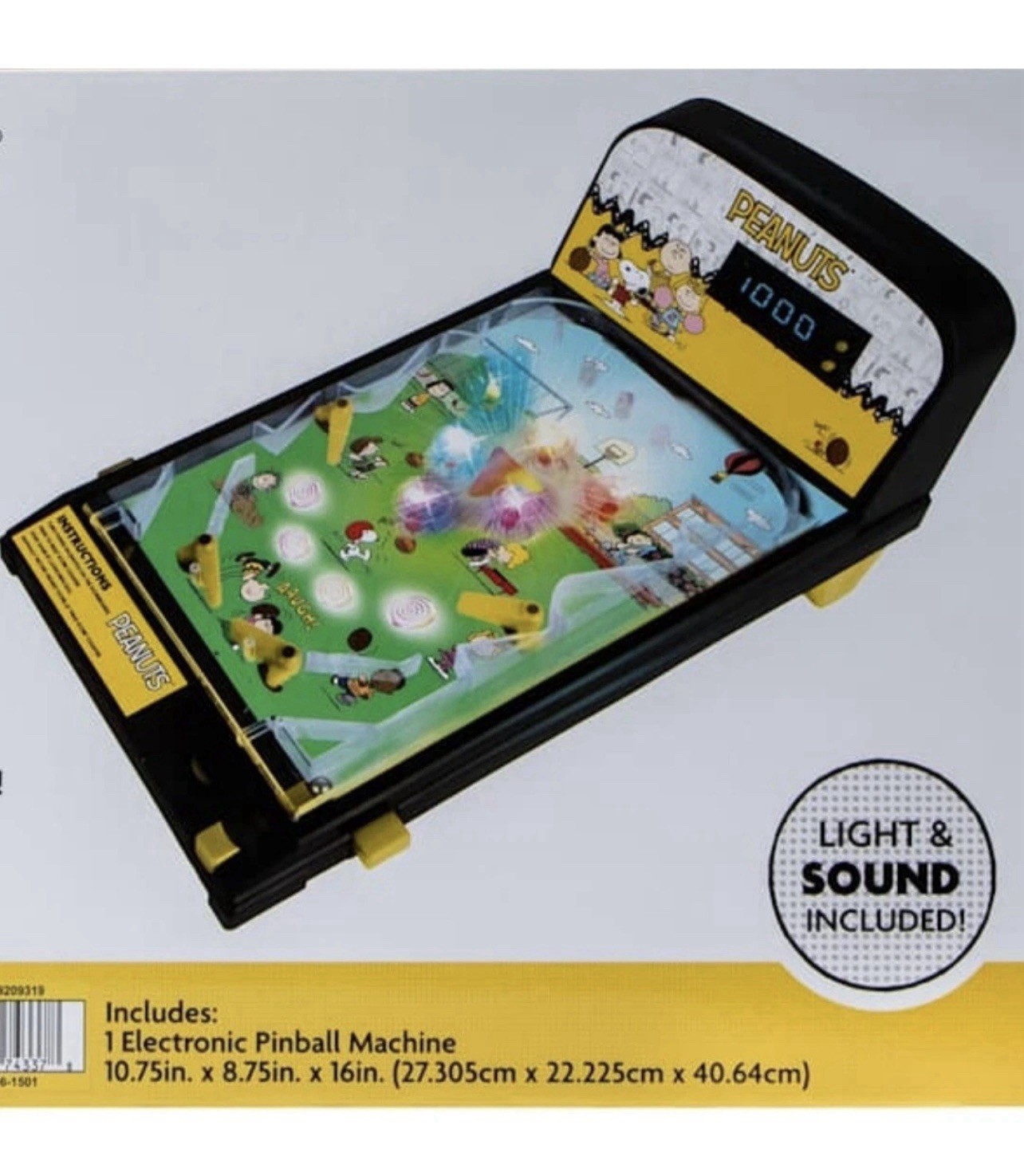 Peanuts SNOOPY Electronic Tabletop Arcade Game PINBALL Machine w/ Lights & Sound