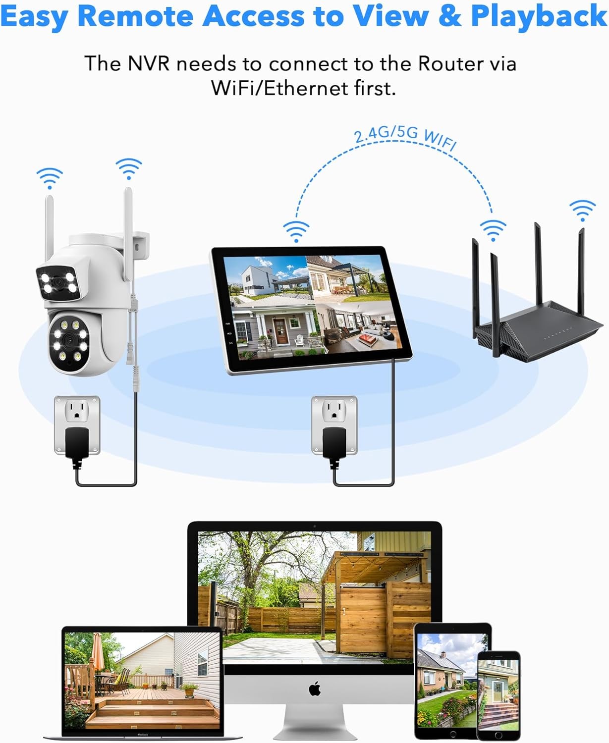 4MP Wireless CCTV Camera Security System Auto Track PTZ WiFi Surveillance Camera