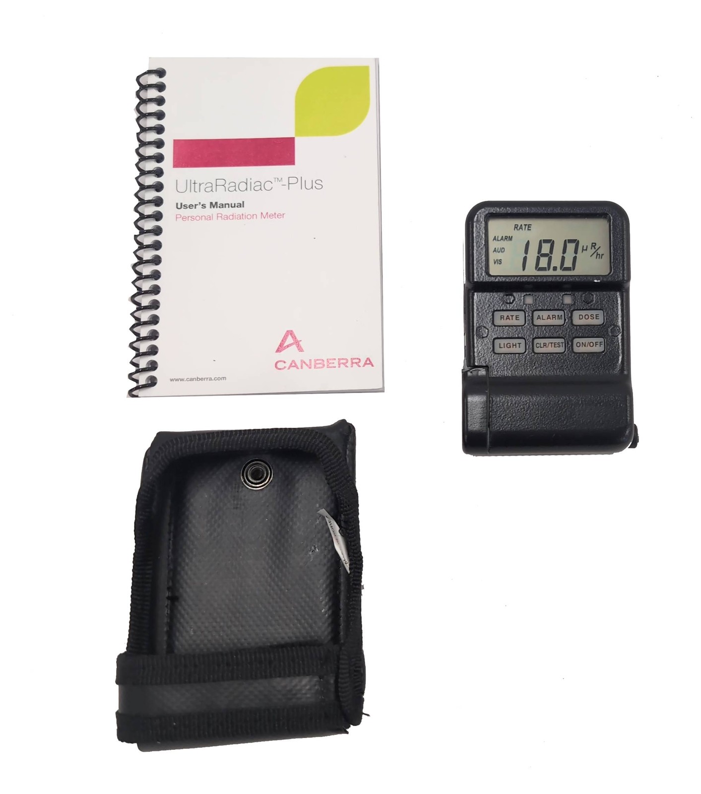 Canberra UltraRadiac URad Plus R/B Radiation Detector Monitor w/ SoftCase & Clip