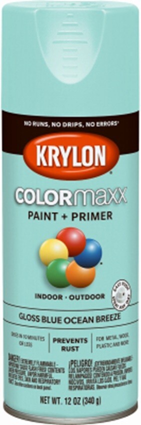 Krylon K05506007 Colormaxx 12 oz Blue Ocean Breeze Gloss Spray Paint - Pack of 3