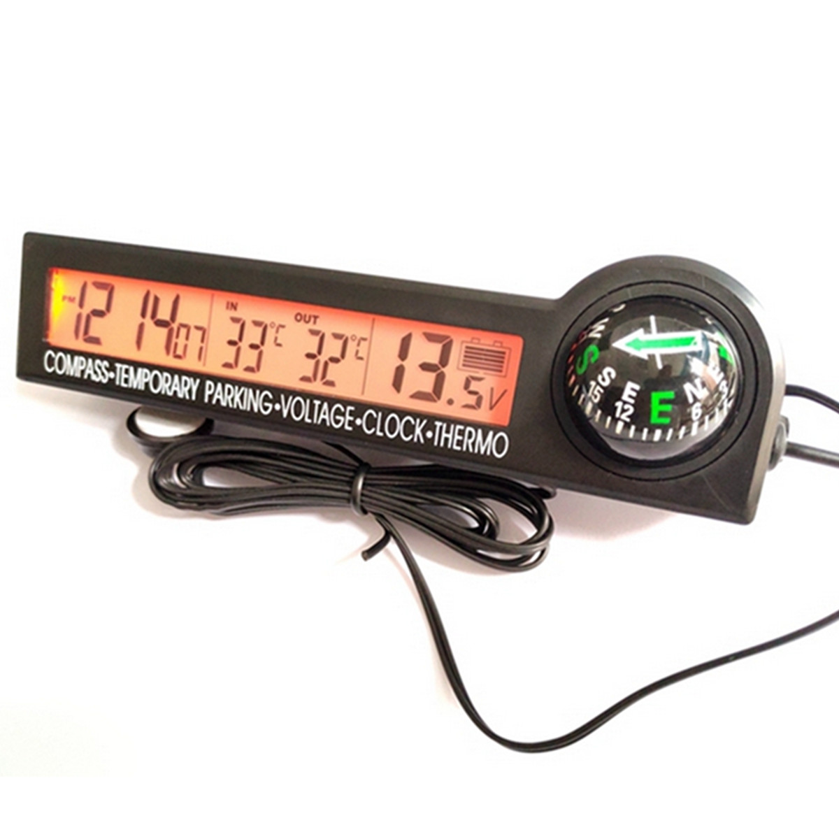 Digital Clock Compass Thermometer Outdoor Temperature Meter for Car Truck Dash