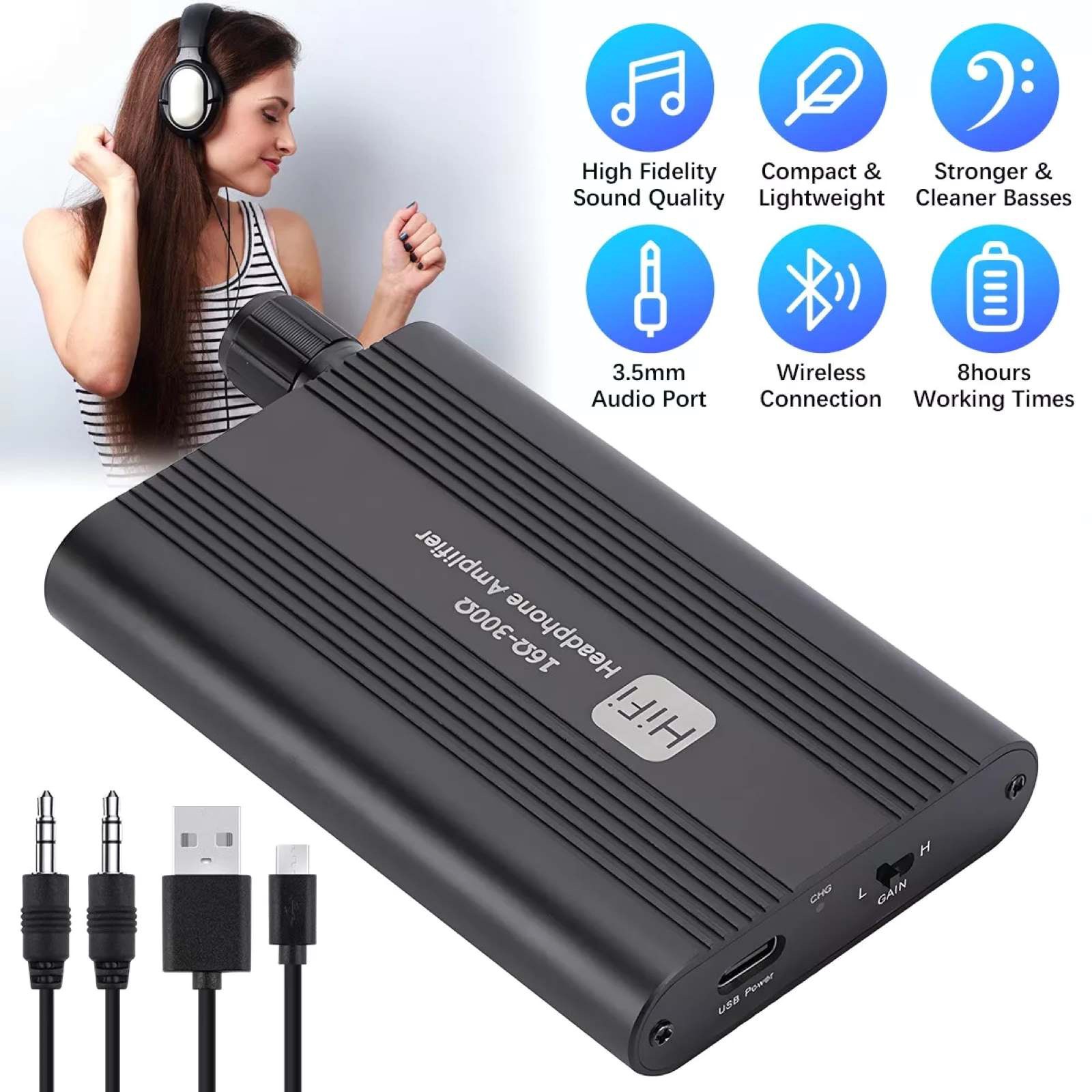 HIFI Headphone Amplifier Stereo Earphone Audio AMP For mp3/mp4, for iPhone