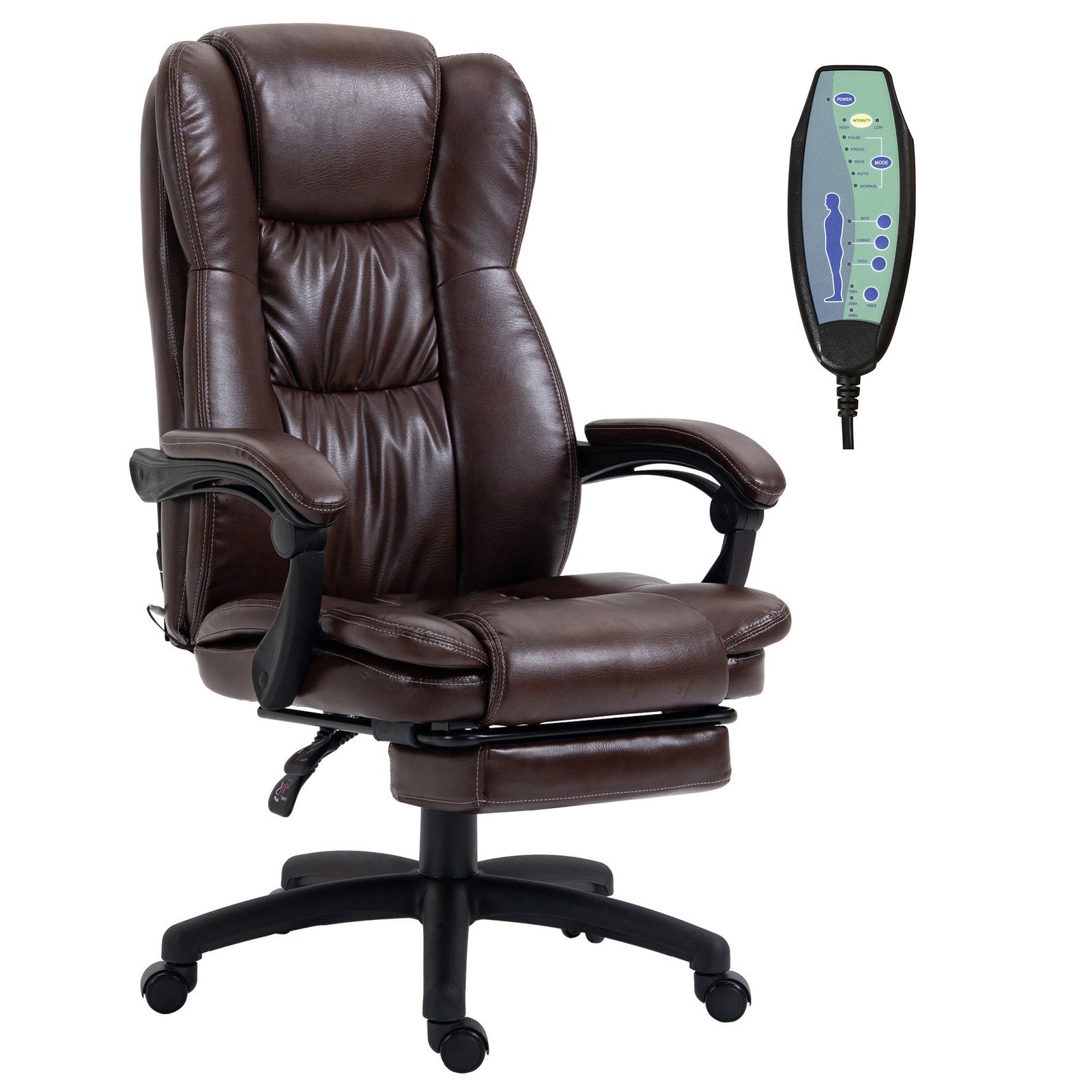 Massage Executive Office Chair Faux Leather Swivel High Back 6-Point Vibration