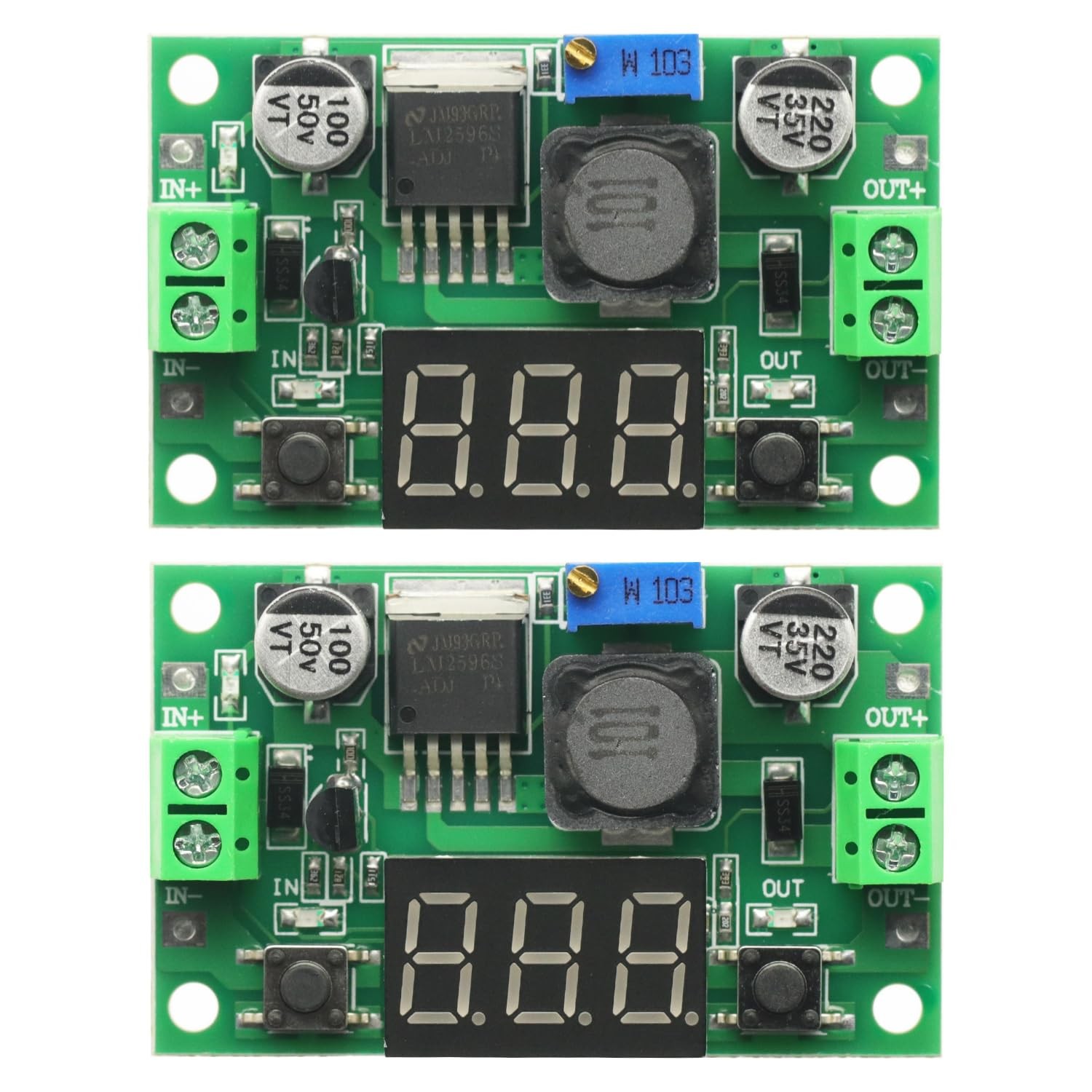 Buck Step Down Module Adjustable Voltage Regulator LED Voltmeter 2 PCS