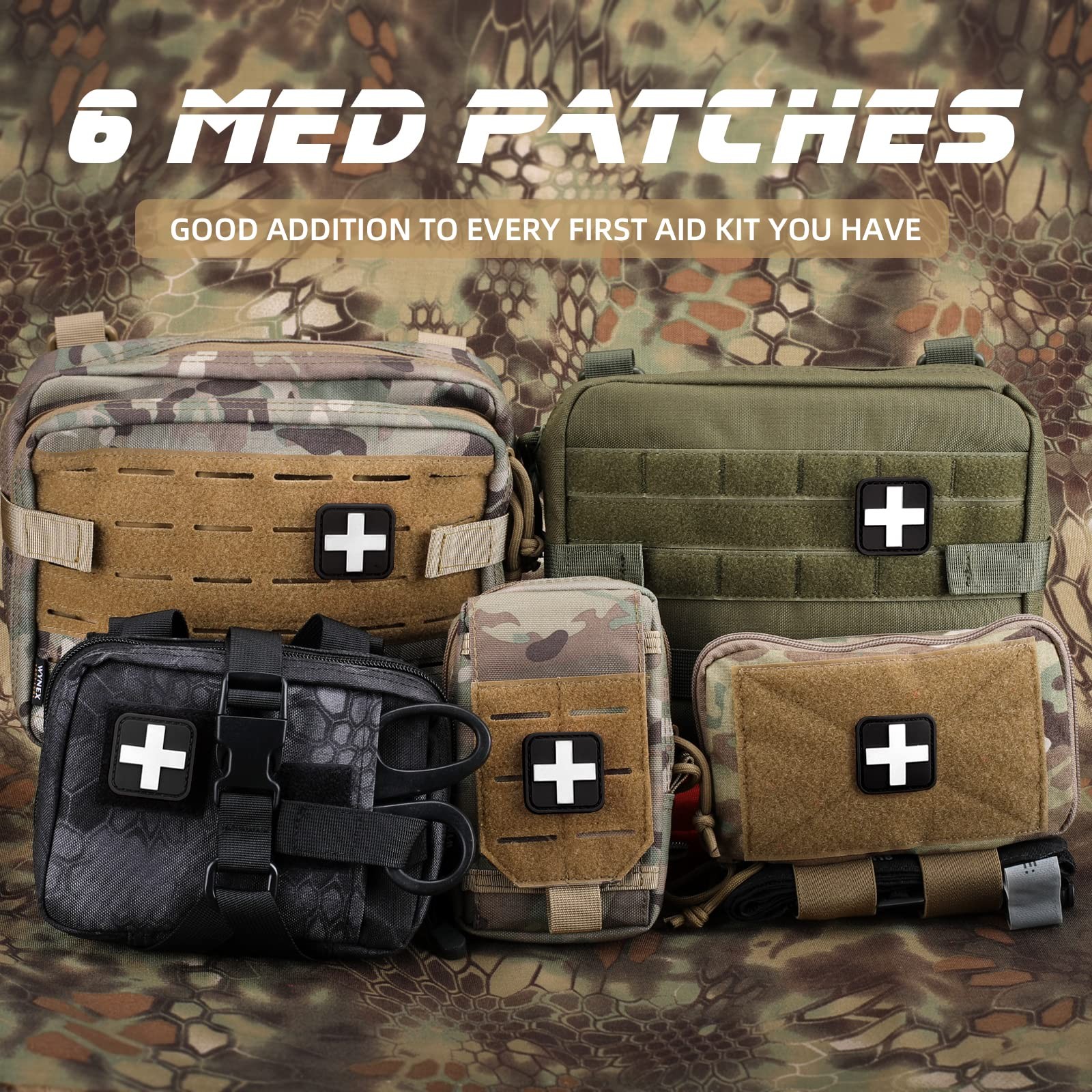 Medic Red Cross Patch, 1.5-Inch, 6 Pieces PVC Rubber, 3D High Relief