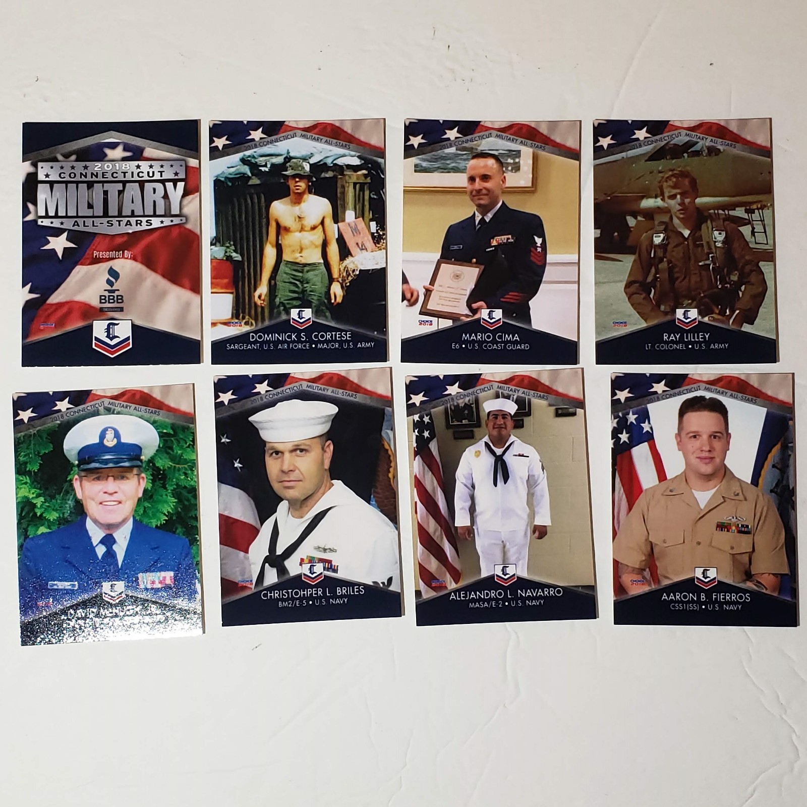 Military Trading Cards Presented by BBB & Connecticut Tigers 8 Cards 2018
