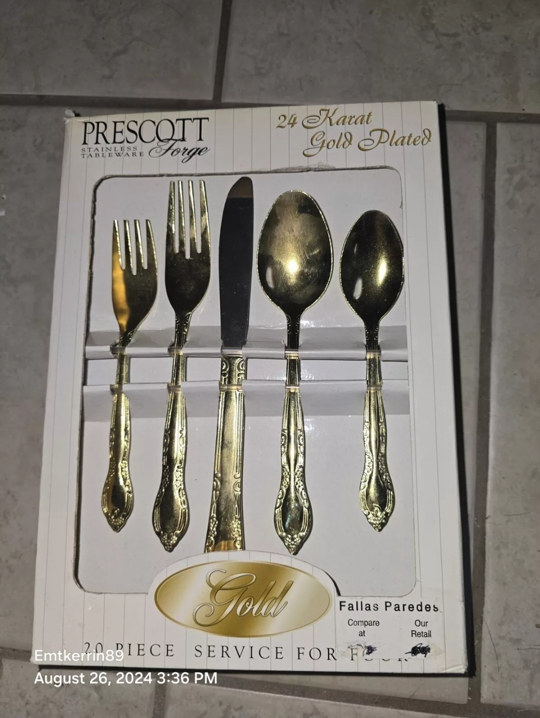 Gold Plated Stainless Flatware Service For 4 Tableware 20pc