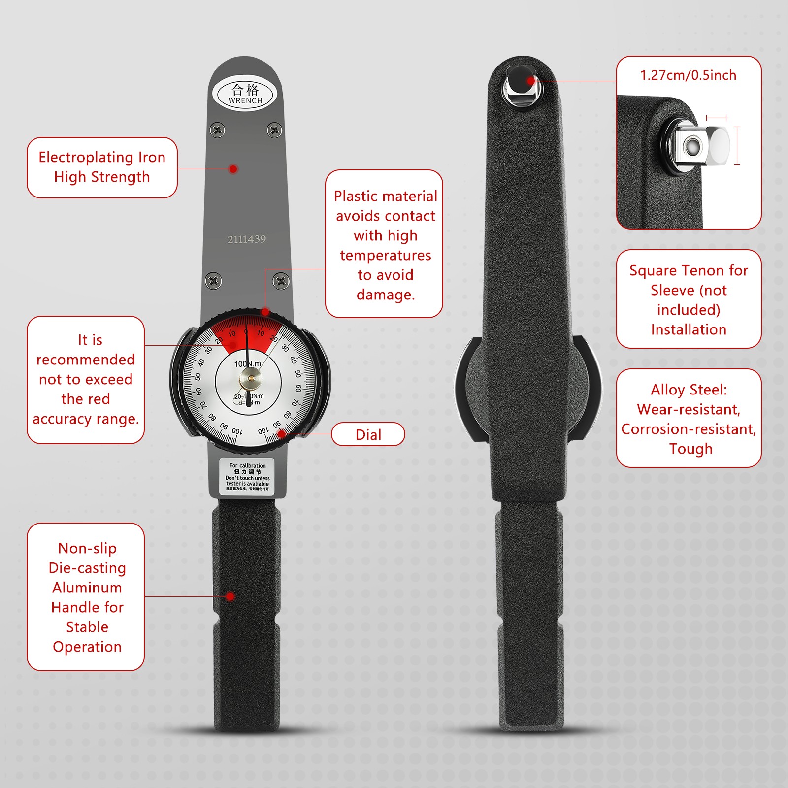2-dir Dial Torque Wrench 0-1n.m 0-100n.m Indicator Cursor Spanner Watch Tester
