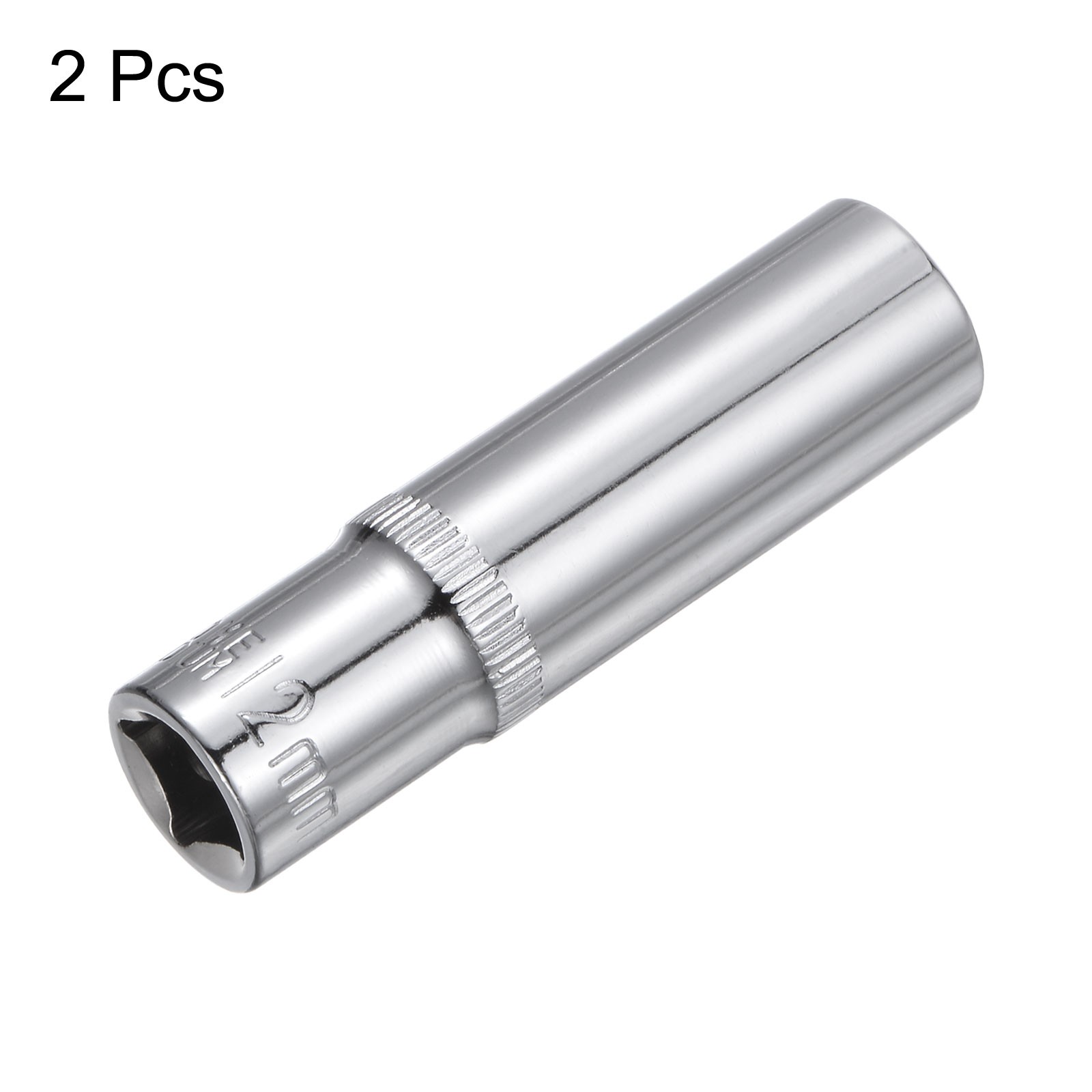 2Pcs 12mm Metric Deep Socket Steel Chrome Plated