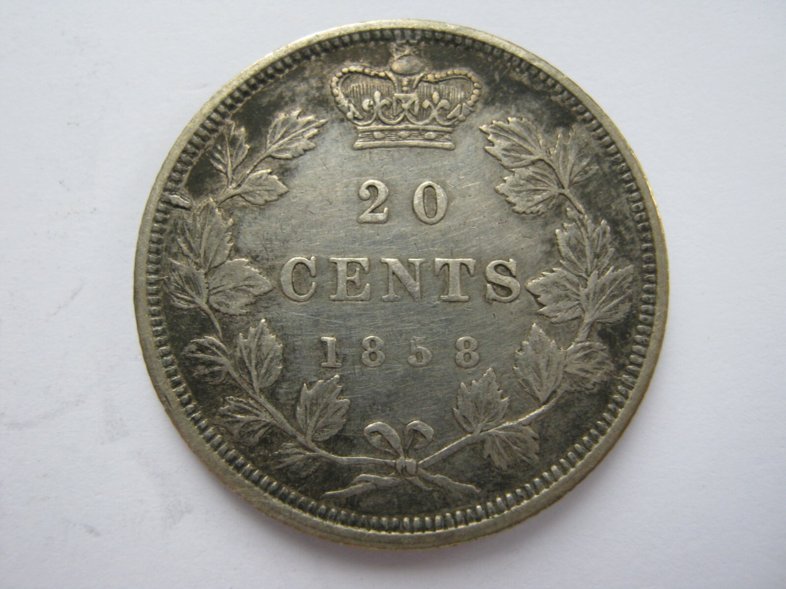 Canada 1858 20 Cents VF Scarce old cleaning