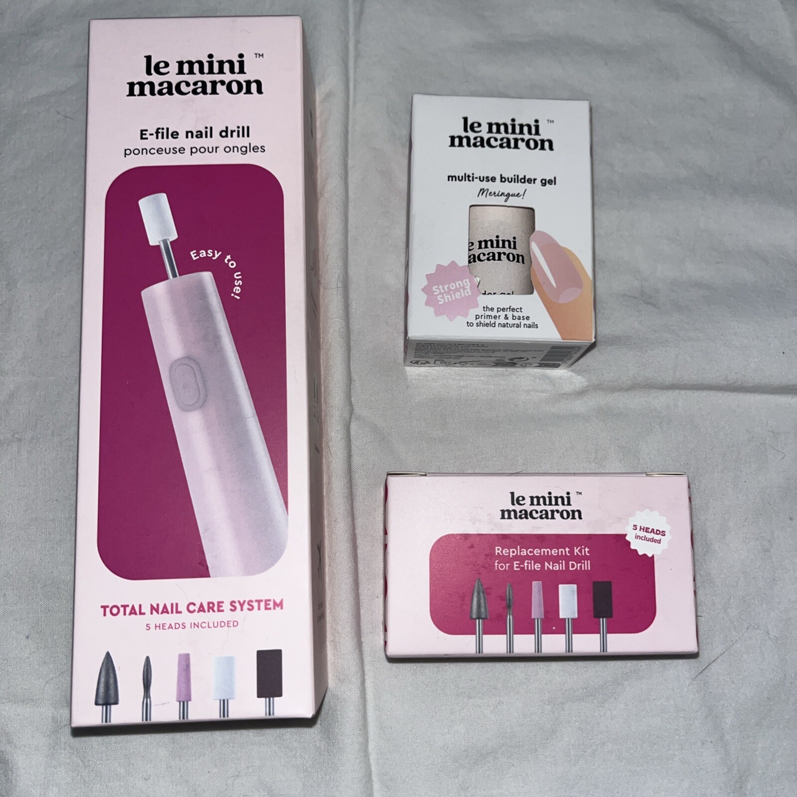 Le Mini Macaron Bundle - Includes E-file Nail Drill, Replacement Heads + Gel