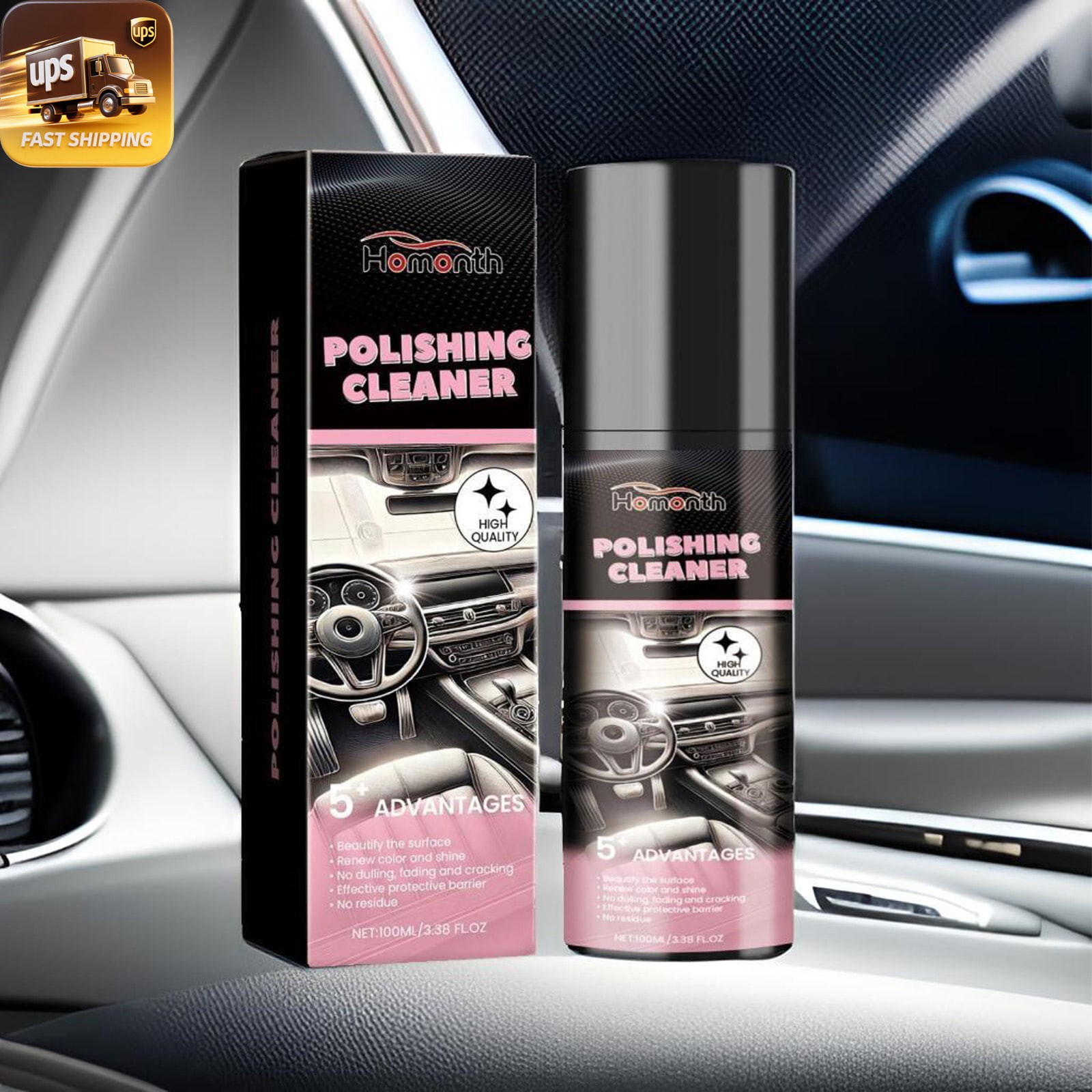 Premium Cabin Shine 100ml Interior Detailing Spray Cleans Vinyl Leather Surfaces