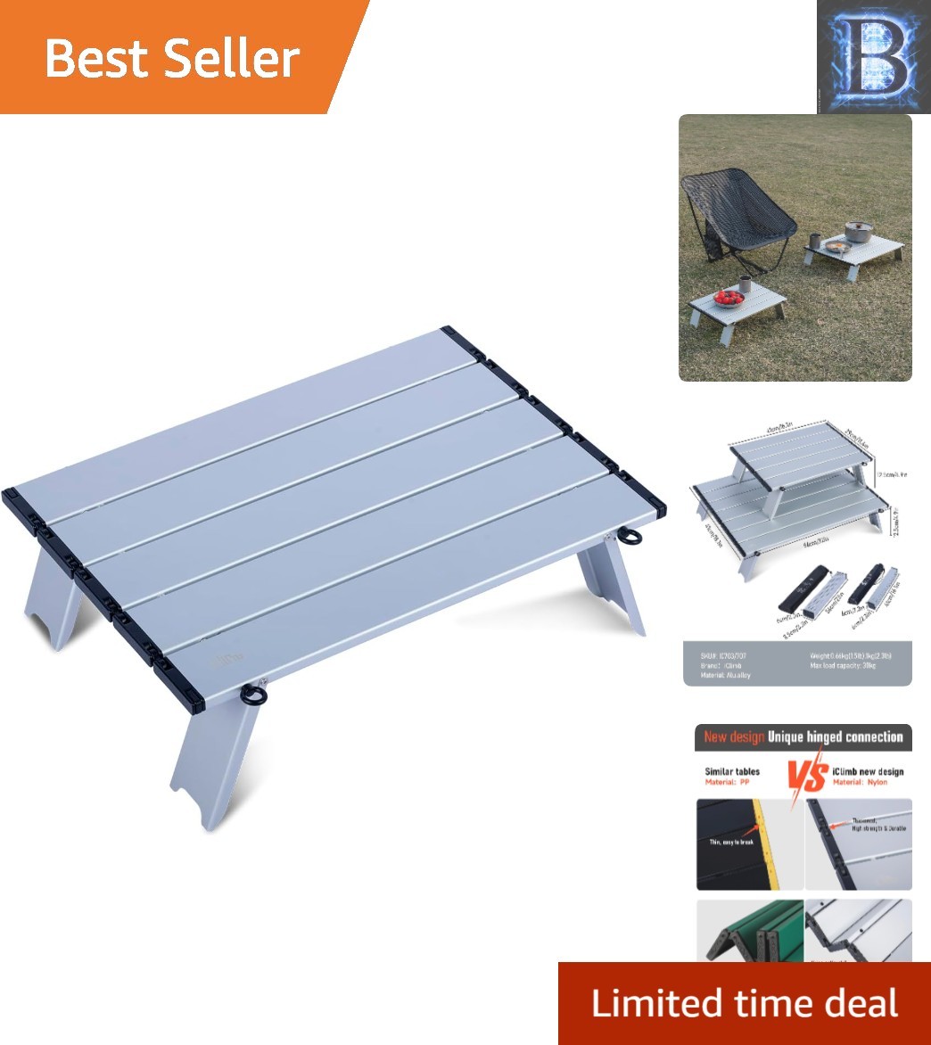 Ultralight Compact Folding Aluminum Beach Picnic Table with Carry Bag - 1.5 lbs