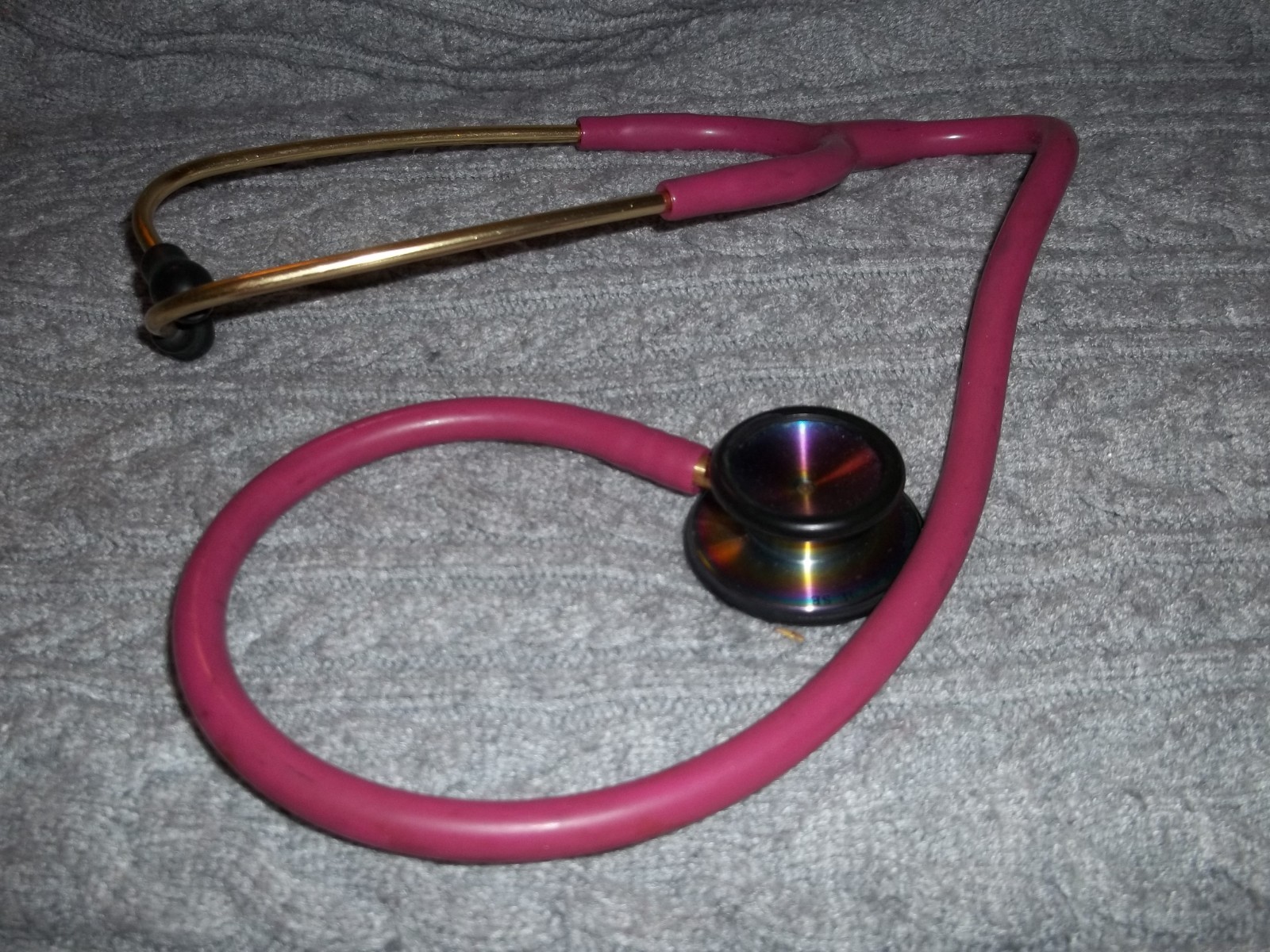 Littman 3M Classic II Raspberry (Pink) Stethoscope with Rainbow Chest Piece.