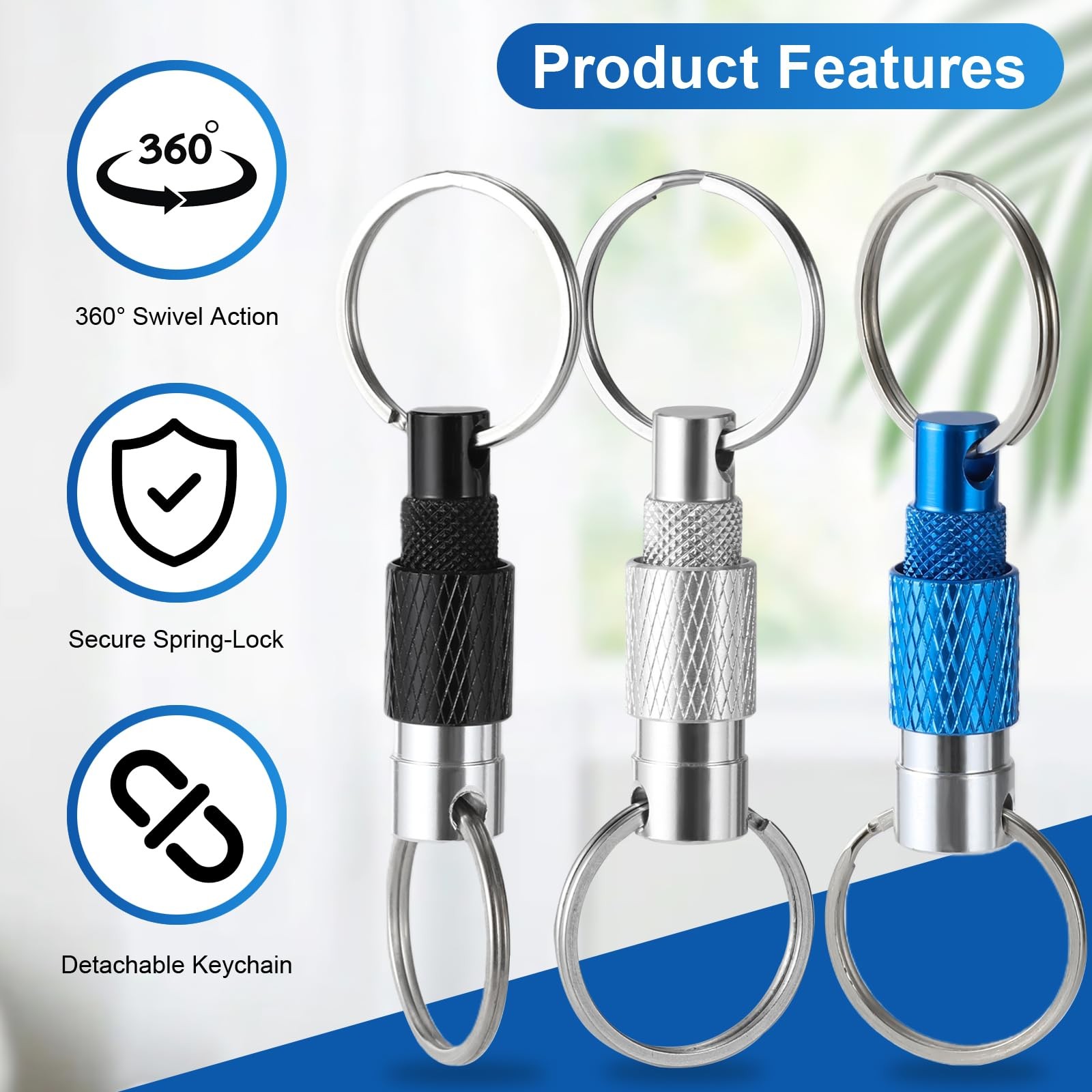Quick Release Keychain 3Pack, Detachable Quick Disconnect Keychain with Split...