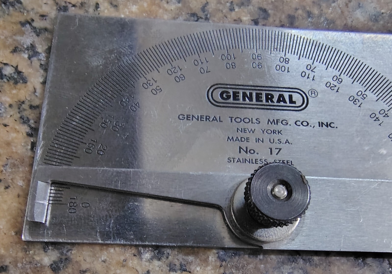 VINTAGE GENERAL HARDWARE No. 17 STAINLESS STEEL PROTRACTOR