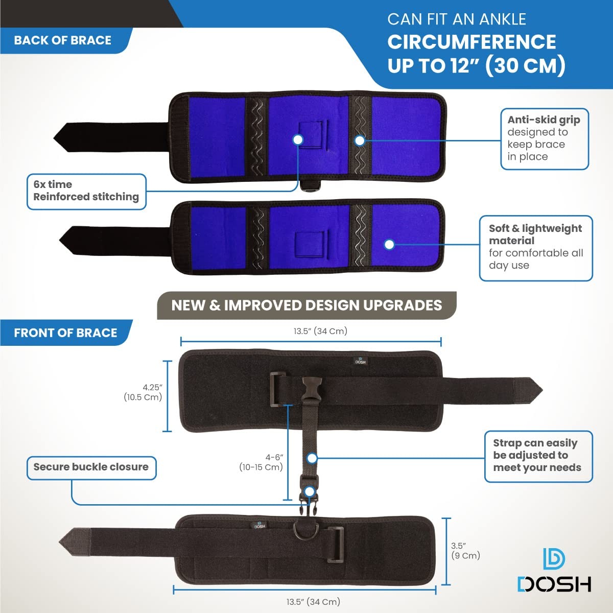 Dosh AFO Foot Drop Brace - for Walking - One Size, Black