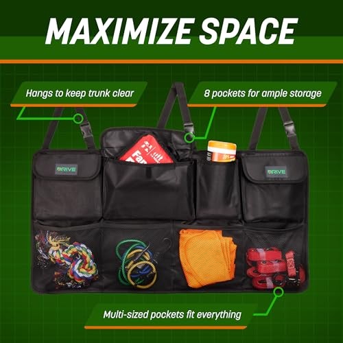 DRIVE - Back Seat Trunk Organizer, Space Saving Hanging Car Organizer,