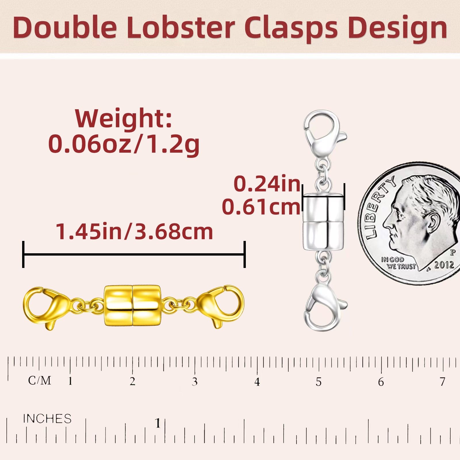 OHINGLT Magnetic Necklace Clasps and Closures with Double Lobster, Extra Strong