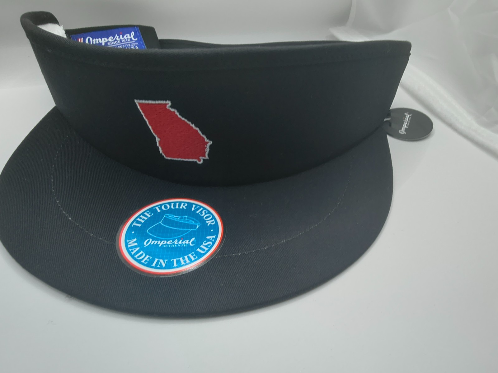 Imperial Tour Visor 3161 Black Georgia State Outline Red Golf Hat NWT