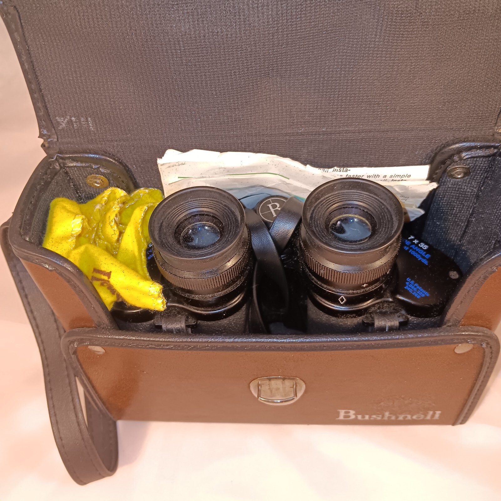 Vintage Bushnell Sportview 7x35 Binoculars + Leather Case Insta-Focus.