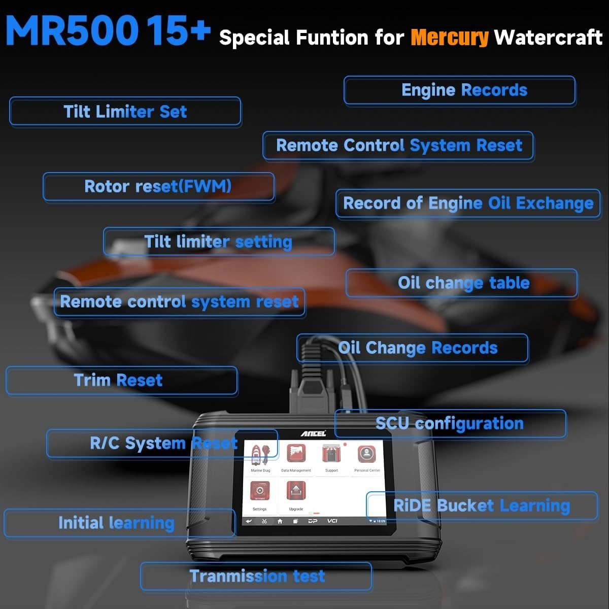 ANCEL MR500 Outboard Engine Marine Diagnostic Scanner For Mercury OBD Scan Tool