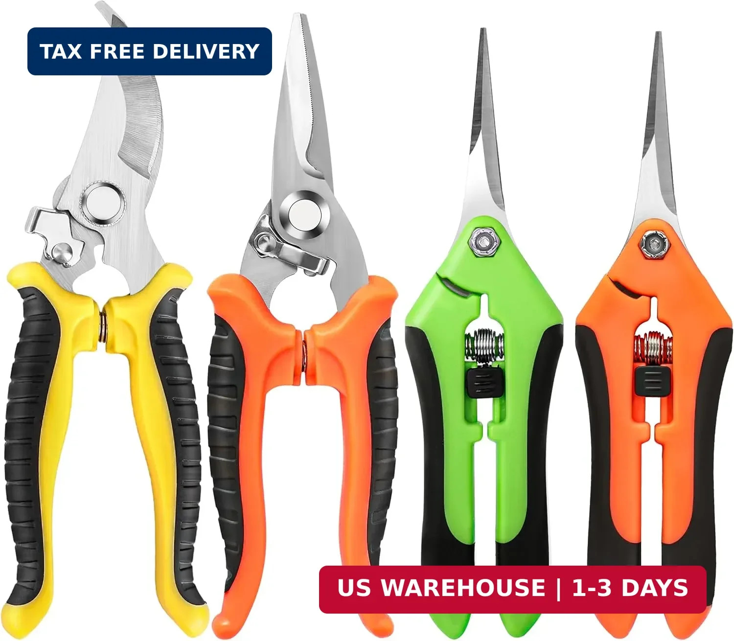 EWPJDK 4 Pack Garden Pruning Shears, Stainless Steel Garden Shears, Gardening Sh