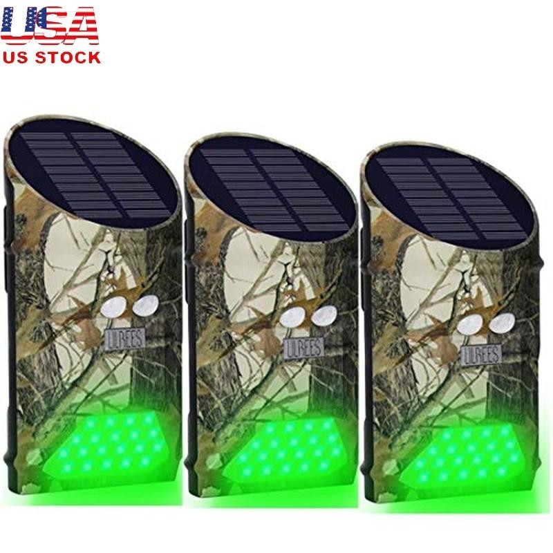 Solar Powered Motion Activated Green LED Lights Night Hunting Pack of 3 New