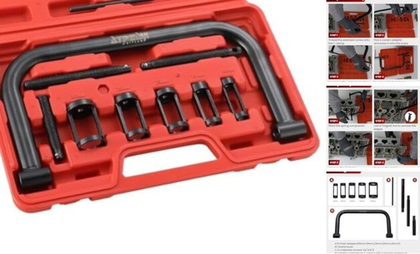Auto Valve Spring Compressor C Clamp Tool Set Suitable for Motorcycle, ATV,