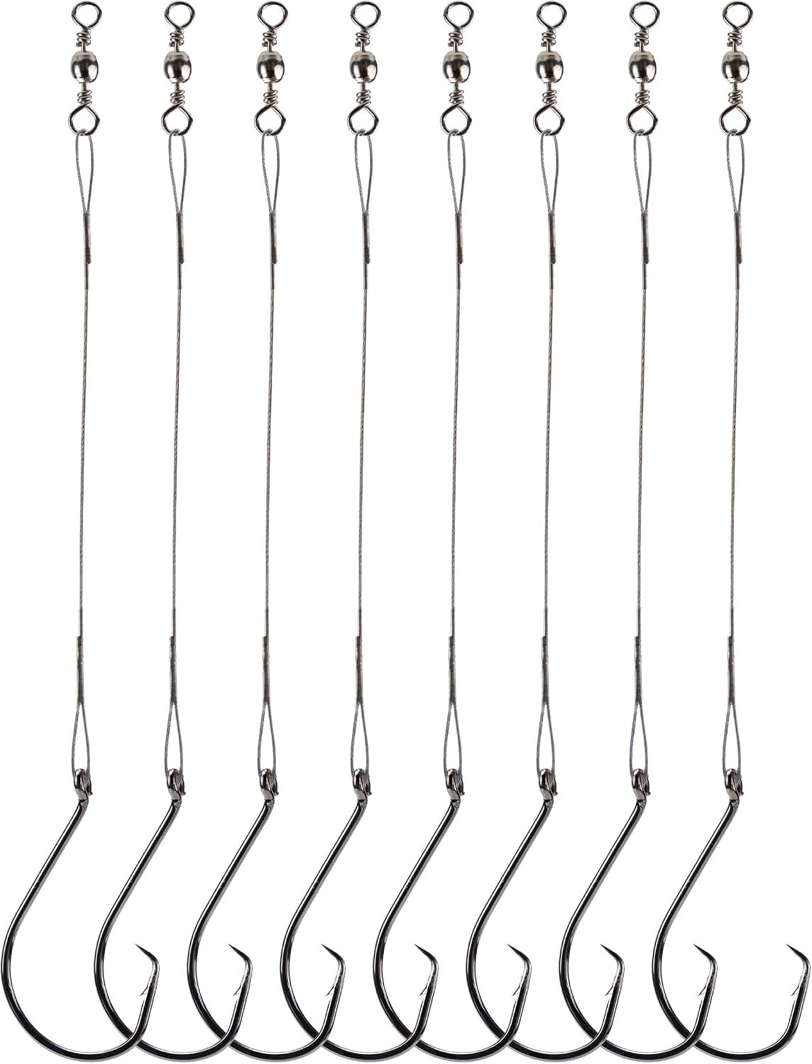 Fishing Circle Hooks Saltwater 50Pcs Leader Hook Rigs for Catfish Bass with Offs