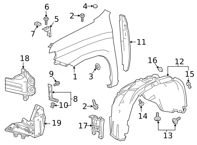Genuine GM Front Driver Side Wheelhouse Panel Bracket 84455535