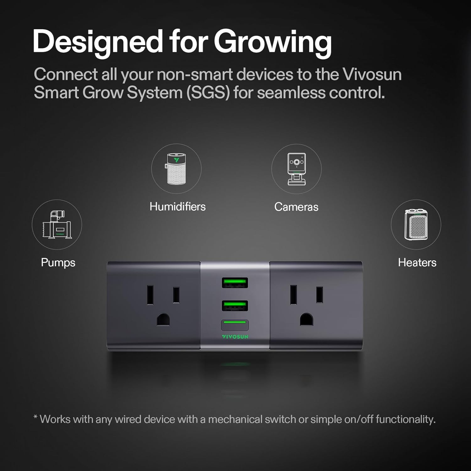 VIVOSUN A22 GrowHub Outlet Controller w/ T&H Sensor WiFi Environment Controller