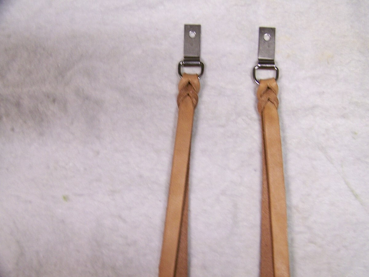 X LONG LENGTH Leather Saddle Strings with Clip & Dee Ring Hardware----Tan Color