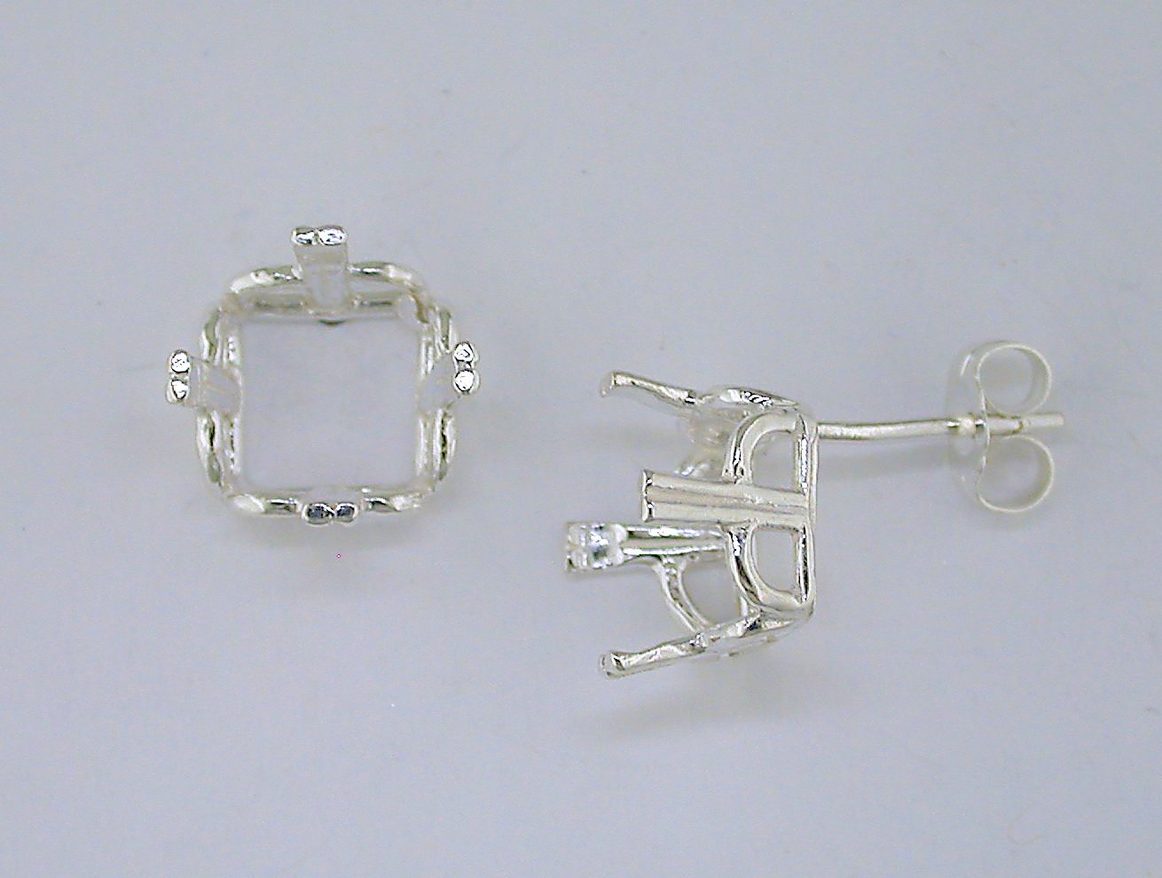 Princess Crown Earring Setting Sterling Silver