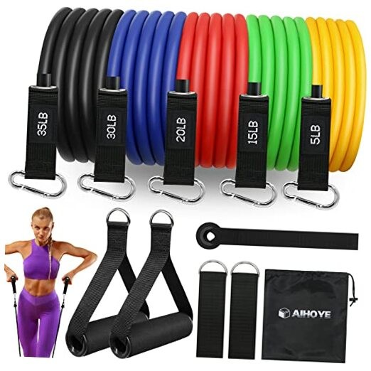 Resistance Bands for Working Out, Exercise Bands with 5-105LB Set (11 Pcs)