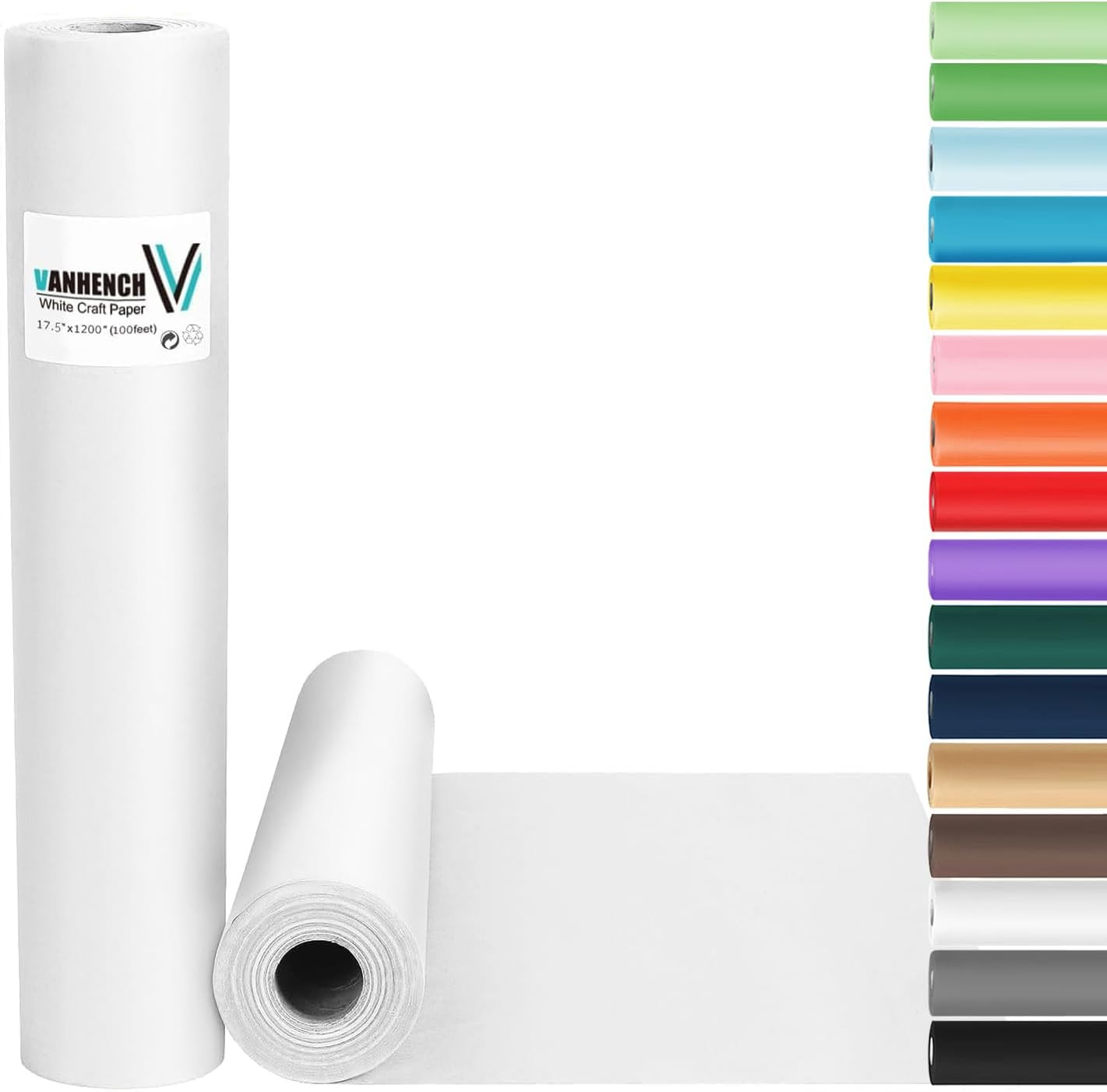 Vanhench White Wrapping Paper 17.5"X1200"(100'), Bulletin Board Easel Painting D