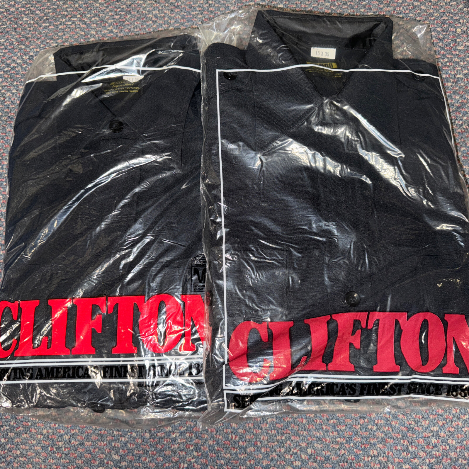 2 Clifton  Dark Navy Blue Uniform Super Shirts 15x35 Police Fireman Zipper